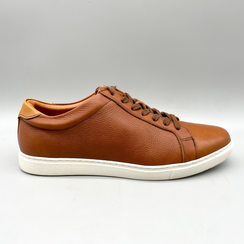 Allen Edmonds Mens 8E Courtside Sneakers Tan Brown Leather Preppy Casual Coastal